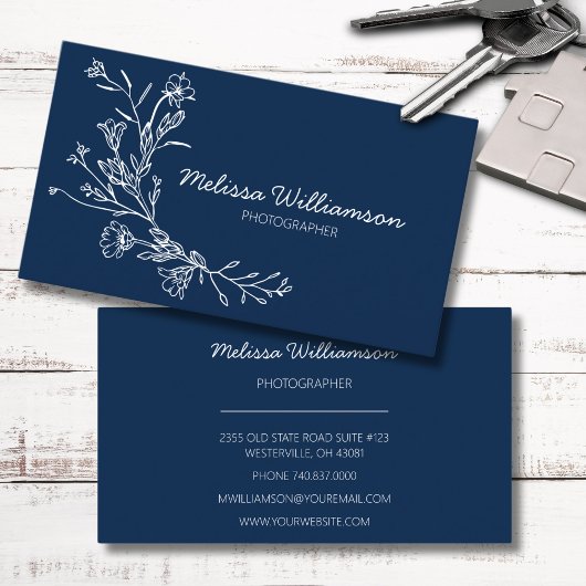 Carte De Visite Fleurs Cueillettes Minimalistes