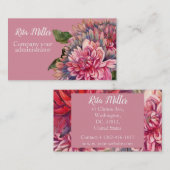 Carte De Visite Fleurs Dahlia roses (Devant / Derrière)