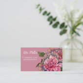 Carte De Visite Fleurs Dahlia roses (Debout devant)