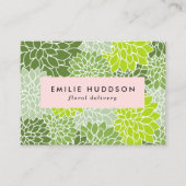 Carte De Visite Fleurs Dahlia Vertes, Fleuriste, Boutique De Fleur (Devant)