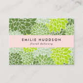 Carte De Visite Fleurs Dahlia Vertes, Fleuriste, Boutique De Fleur (Devant)