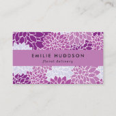 Carte De Visite Fleurs Dahlia Violet, Fleuriste, Boutique De Fleur (Devant)