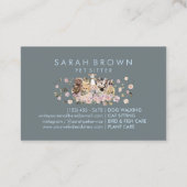 Carte De Visite Fleurs d'animaux gris bleu Chiens de compagnie Cha (Dos)