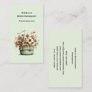 Carte De Visite Fleurs dans un pot Cozy Shabby Mignon