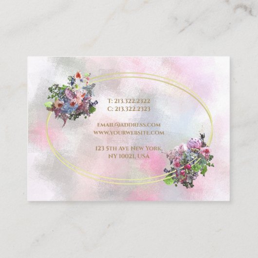 Carte De Visite Fleurs d'aquarelle Abstraites Gold Frame Chic Mode (Dos)