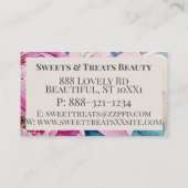 Carte De Visite Fleurs d'aquarelle avec florale d'argent métalliqu (Dos)