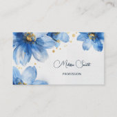 Carte De Visite Fleurs d'aquarelle bleu or (Devant)