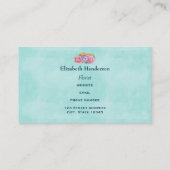 Carte De Visite Fleurs d'aquarelle de couronne fleurie rose et pou (Dos)