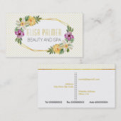 Carte De Visite Fleurs d'aquarelle et fleurs de polygones or (Devant / Derrière)