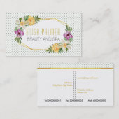 Carte De Visite Fleurs d'aquarelle et fleurs de polygones or (Devant / Derrière)