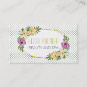 Carte De Visite Fleurs d'aquarelle et fleurs de polygones or (Devant)