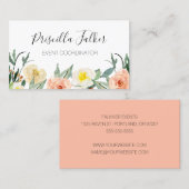 Carte De Visite Fleurs d'aquarelle feminine Peach (Devant / Derrière)