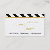 Carte De Visite Fleurs d'aquarelle modernes rayures noir et blanc (Dos)