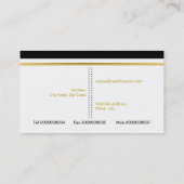 Carte De Visite Fleurs d'aquarelle noir et blanc rayures florales (Dos)