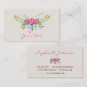 Carte De Visite Fleurs d'aquarelle romantiques florales (Devant / Derrière)