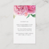 Carte De Visite Fleurs d'aquarelle rose Elégant Botanique et Chic (Dos)