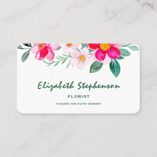 Carte De Visite Fleurs d'aquarelle rose Floral fleuriste botanique