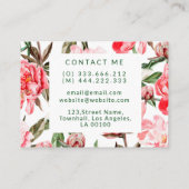 Carte De Visite Fleurs d'aquarelle rose rouge floral (Dos)