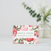 Carte De Visite Fleurs d'aquarelle rose rouge floral (Debout devant)