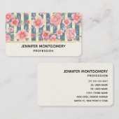 Carte De Visite Fleurs d'aquarelle rose sur bandes (Devant / Derrière)