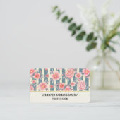 Carte De Visite Fleurs d'aquarelle rose sur bandes (Debout devant)