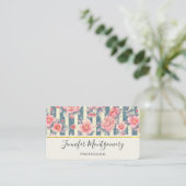 Carte De Visite Fleurs d'aquarelle rose sur bandes (Debout devant)