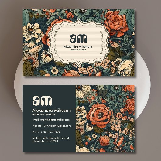 Carte De Visite Fleurs d'aquarelle vintage Professionnel