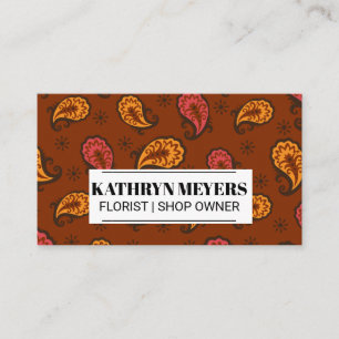 Carte De Visite Fleurs de Boutique   Motif Fleur de Paisley
