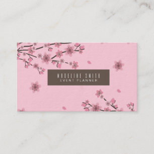 Carte De Visite Fleurs de cerisier botaniques tombant Pétales rose