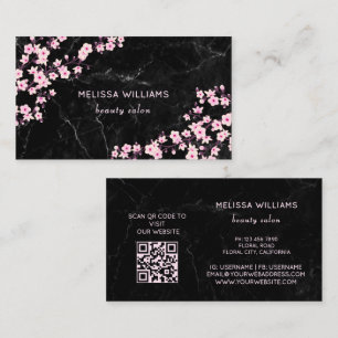 Carte De Visite Fleurs de cerisier professionnelles Marbre noir
