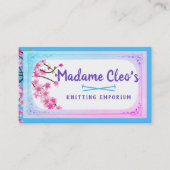 Carte De Visite Fleurs de cerisier rose aiguilles de tricot de tri (Devant)