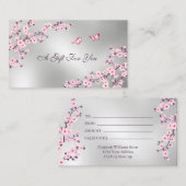 Carte De Visite Fleurs de cerisier rose Argent (Devant / Derrière)