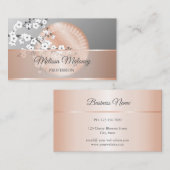 Carte De Visite Fleurs de cerisier Rose Gold Grey Mandala Floral (Devant / Derrière)
