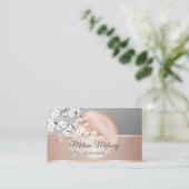 Carte De Visite Fleurs de cerisier Rose Gold Grey Mandala Floral (Debout devant)