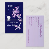 Carte De Visite Fleurs de cerisier (Sakura) la nuit (sur le bleu) (Devant / Derrière)