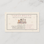 Carte De Visite Fleurs de chats roses ivoire Groomer pour animaux (Dos)