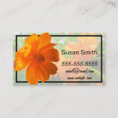 Carte De Visite Fleurs de Cosmos orange sur vert (Dos)