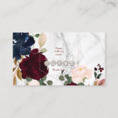 CARTE DE VISITE FLEURS DE COULEUR D'EAU RUSTIQUE BURGUNDY+BLUSH (Dos)