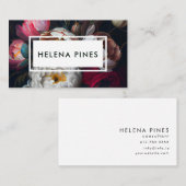 Carte De Visite Fleurs de couleur moy gras sur le noir (Devant / Derrière)