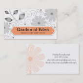 Carte De Visite Fleurs de couture de points de broderie faite sur (Devant / Derrière)