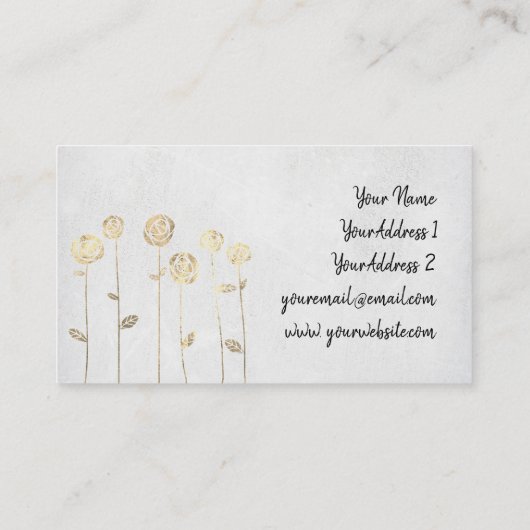 Carte De Visite fleurs de feuille d'or (Dos)