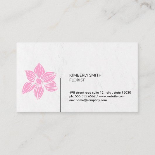 Carte De Visite Fleurs de fleuriste rose (Devant)