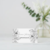 Carte De Visite Fleurs de fleurs de cerisier noir blanc Botanique (Debout devant)