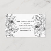 Carte De Visite Fleurs de fleurs de cerisier noir blanc Botanique (Dos)
