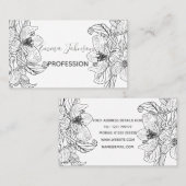 Carte De Visite Fleurs de fleurs de cerisier noir blanc Botanique (Devant / Derrière)