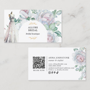 Carte De Visite Fleurs de floraison nuptiale QR Code