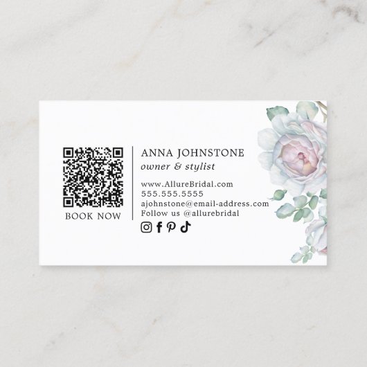 Carte De Visite Fleurs de floraison nuptiale QR Code (Dos)