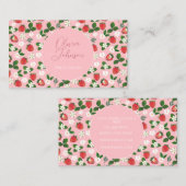Carte De Visite Fleurs de fraises sucrées Aquarelle Florale (Devant / Derrière)