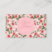 Carte De Visite Fleurs de fraises sucrées Aquarelle Florale (Devant)