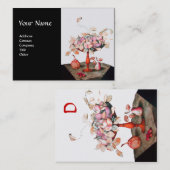 Carte De Visite FLEURS DE FRUITS DE SAISON, MONOGRAMME FEUILLE Ros (Devant / Derrière)